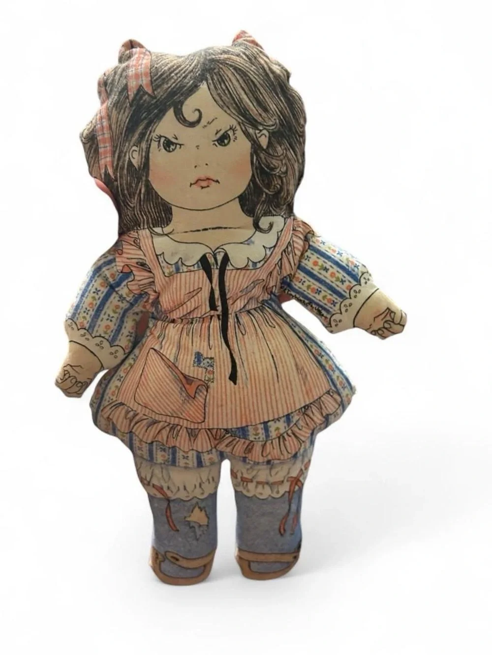 Vintage 1984 Mother Goose Reversible Mood Cloth Doll Plush Girl Toy 12